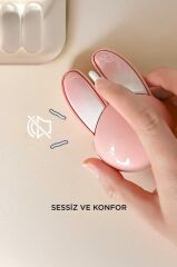 Kablosuz Tavşan Kulaklı Sessiz Mouse 1200 DPI Optik Kablosuz Fare Torima TM-21 Pembe