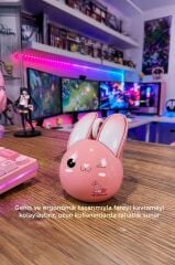 Kablosuz Tavşan Kulaklı Sessiz Mouse 1200 DPI Optik Kablosuz Fare Torima TM-21 Pembe