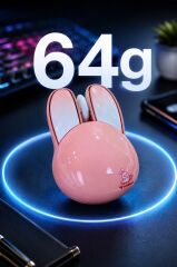 Torima Kablosuz Tavşan Kulaklık Sessiz Mouse 1200 DPI Optik Kablosuz Fare TM21 Pembe