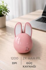 Kablosuz Tavşan Kulaklı Sessiz Mouse 1200 DPI Optik Kablosuz Fare Torima TM21 Pembe