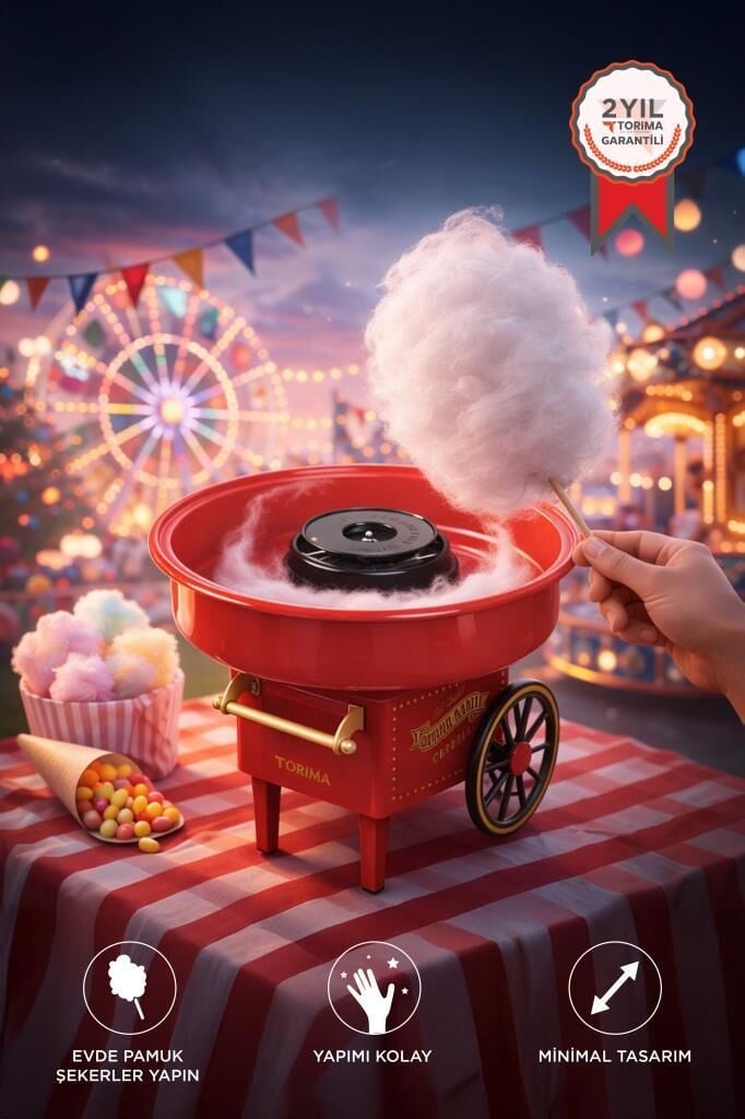 Torima Ev Tipi Pamuk Şeker Makinesi TCCM01 Kırmızı