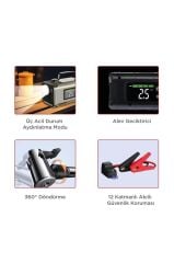 Araç Hava Kompresörü Akü Takviyeli Dijital Ekranlı Işıklı Taşınabilir Oto Kompresörü APS04