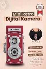 Mini Retro Dijital Fotoğraf Makinesi Video Kamera 1080P CMR44 Kırmızı