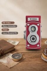 Mini Retro Dijital Fotoğraf Makinesi Video Kamera 1080P CMR44 Kırmızı