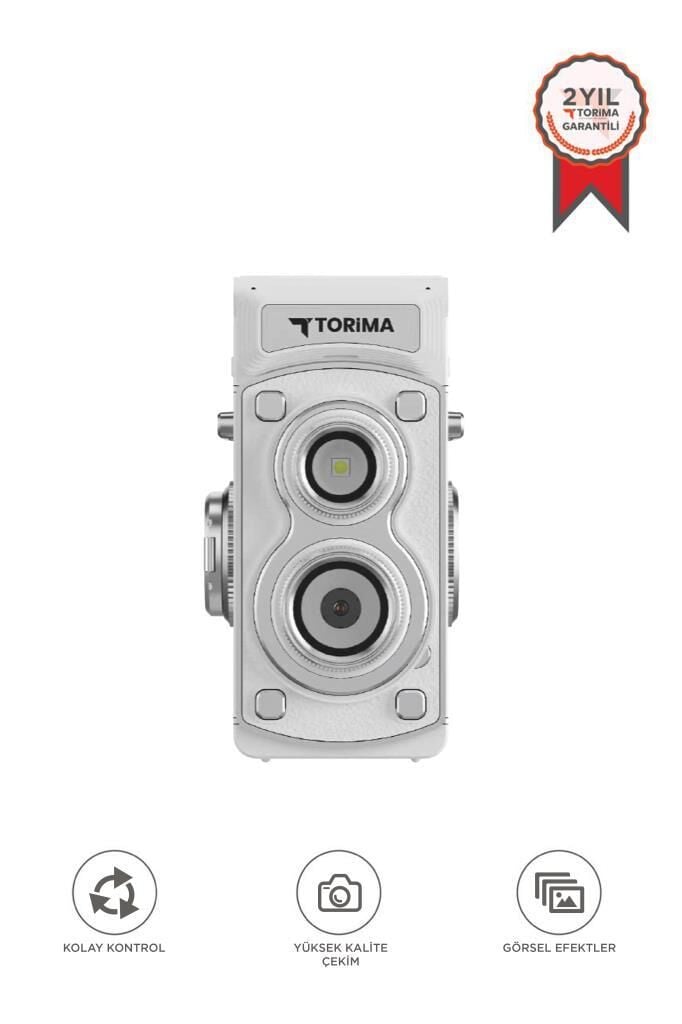 Mini Retro Dijital Fotoğraf Makinesi Video Kamera 1080P CMR44 Beyaz