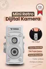 Mini Retro Dijital Fotoğraf Makinesi Video Kamera 1080P CMR44 Beyaz