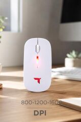 Mouse Sessiz Ergonomik Rgb Işıklı Kablosuz Optik Fare TM12 Beyaz