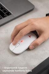 Mouse Sessiz Ergonomik Rgb Işıklı Kablosuz Optik Fare TM12 Beyaz