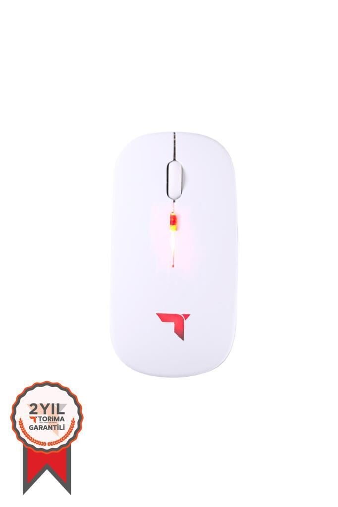 Mouse Sessiz Ergonomik Rgb Işıklı Kablosuz Optik Fare TM12 Beyaz