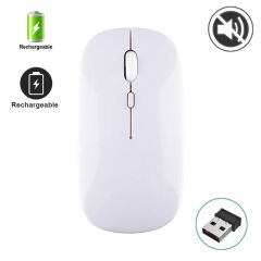 Mouse Sessiz Ergonomik Rgb Işıklı Kablosuz Optik Fare TM12 Beyaz