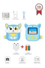 Dijital Fotoğraf Makineleri Çocuk Termal Resim Kağıt Baskılı Yazıcı Kamera Video Makinesi CMR20 Mavi