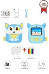 Dijital Fotoğraf Makineleri Çocuk Termal Resim Kağıt Baskılı Yazıcı Kamera Video Makinesi CMR20 Mavi