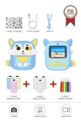 Dijital Fotoğraf Makineleri Çocuk Termal Resim Kağıt Baskılı Yazıcı Kamera Video Makinesi CMR20 Mavi