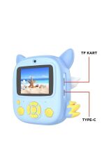 Dijital Fotoğraf Makineleri Çocuk Termal Resim Kağıt Baskılı Yazıcı Kamera Video Makinesi CMR20 Mavi