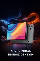 Android Tablet Kalem Klavye Mouse Full Set SIM Kartlı BTK Kayıtlı 10.1 İnç T17 Pro Max Koyu Gri