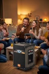 Bluetooth Hoparlör Mikrofonlu Kumandalı Işıklı Speaker LT-910 Siyah