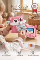 Dijital Fotoğraf Makineleri Çocuk Termal Resim Baskılı Yazıcı Kamera Video Makinesi CMR20 Pembe