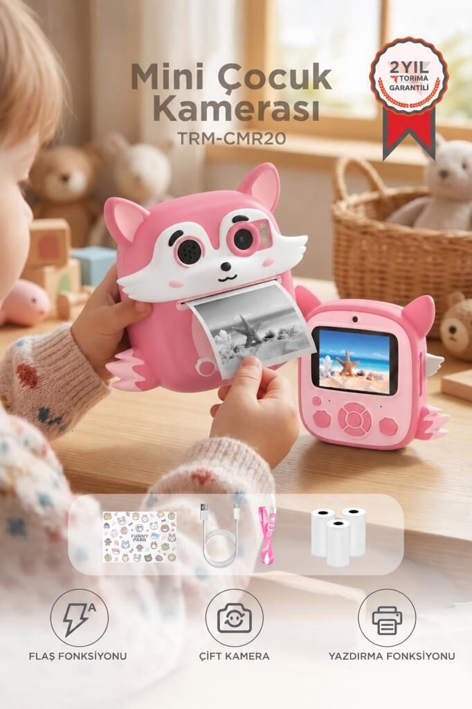 Dijital Fotoğraf Makineleri Çocuk Termal Resim Baskılı Yazıcı Kamera Video Makinesi CMR20 Pembe