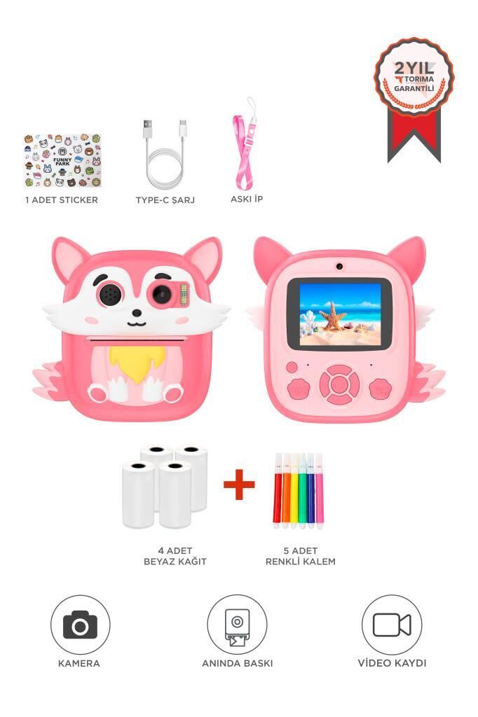 Dijital Fotoğraf Makineleri Çocuk Termal Resim Baskılı Yazıcı Kamera Video Makinesi CMR20 Pembe