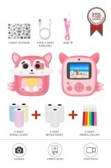 Dijital Fotoğraf Makineleri Çocuk Termal Resim Kağıt Baskılı Yazıcı Kamera Video Makinesi CMR20 Pembe