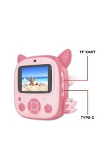 Dijital Fotoğraf Makineleri Çocuk Termal Resim Kağıt Baskılı Yazıcı Kamera Video Makinesi CMR20 Pembe