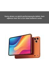 Android Tablet Kalem Klavye Mouse Full Set SIM Kartlı BTK Kayıtlı 10.1 İnç T17 Pro Max Turuncu