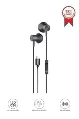Kablolu Kulaklık Type-C Girişli Kulak İçi Kulaklık TC06 Siyah